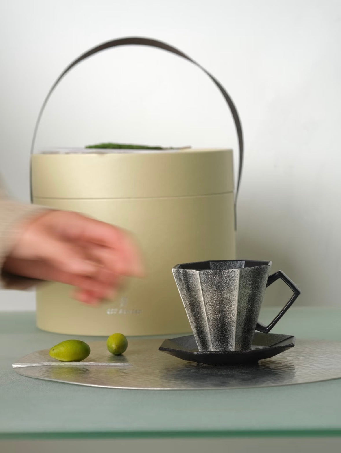 QIU Atelier Origami-Inspired Octagonal Coffee Cup & Saucer