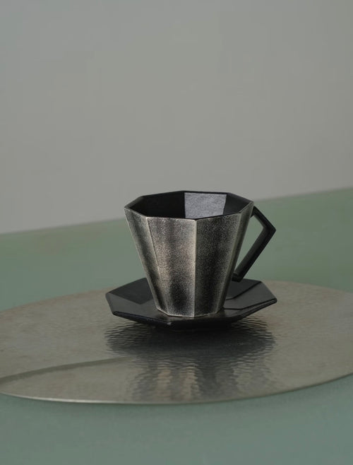 QIU Atelier Origami-Inspired Octagonal Coffee Cup & Saucer