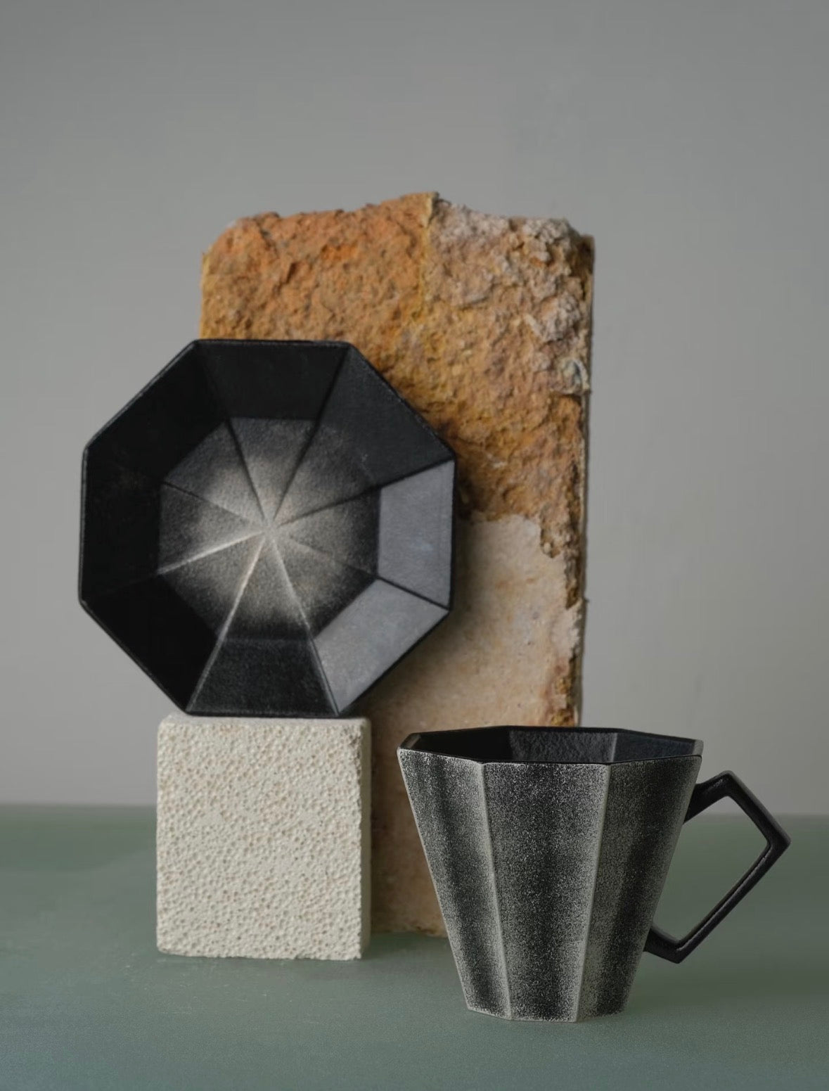 QIU Atelier Origami-Inspired Octagonal Coffee Cup & Saucer