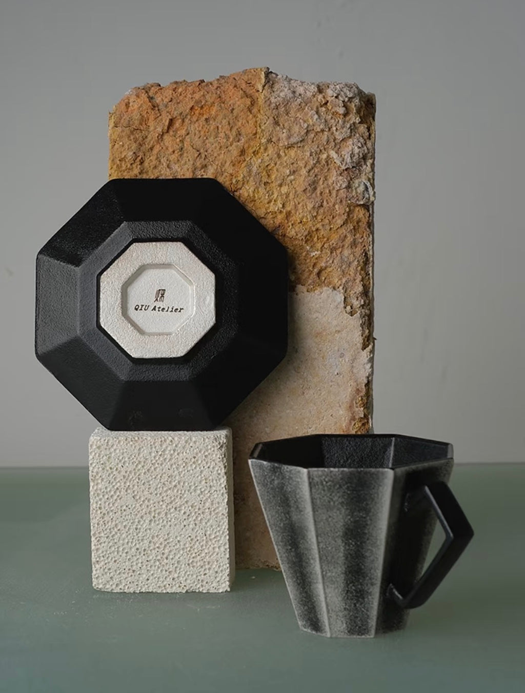 QIU Atelier Origami-Inspired Octagonal Coffee Cup & Saucer