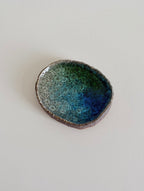 Vintage Aqua Crystalline Glazed Coarse Clay Dish